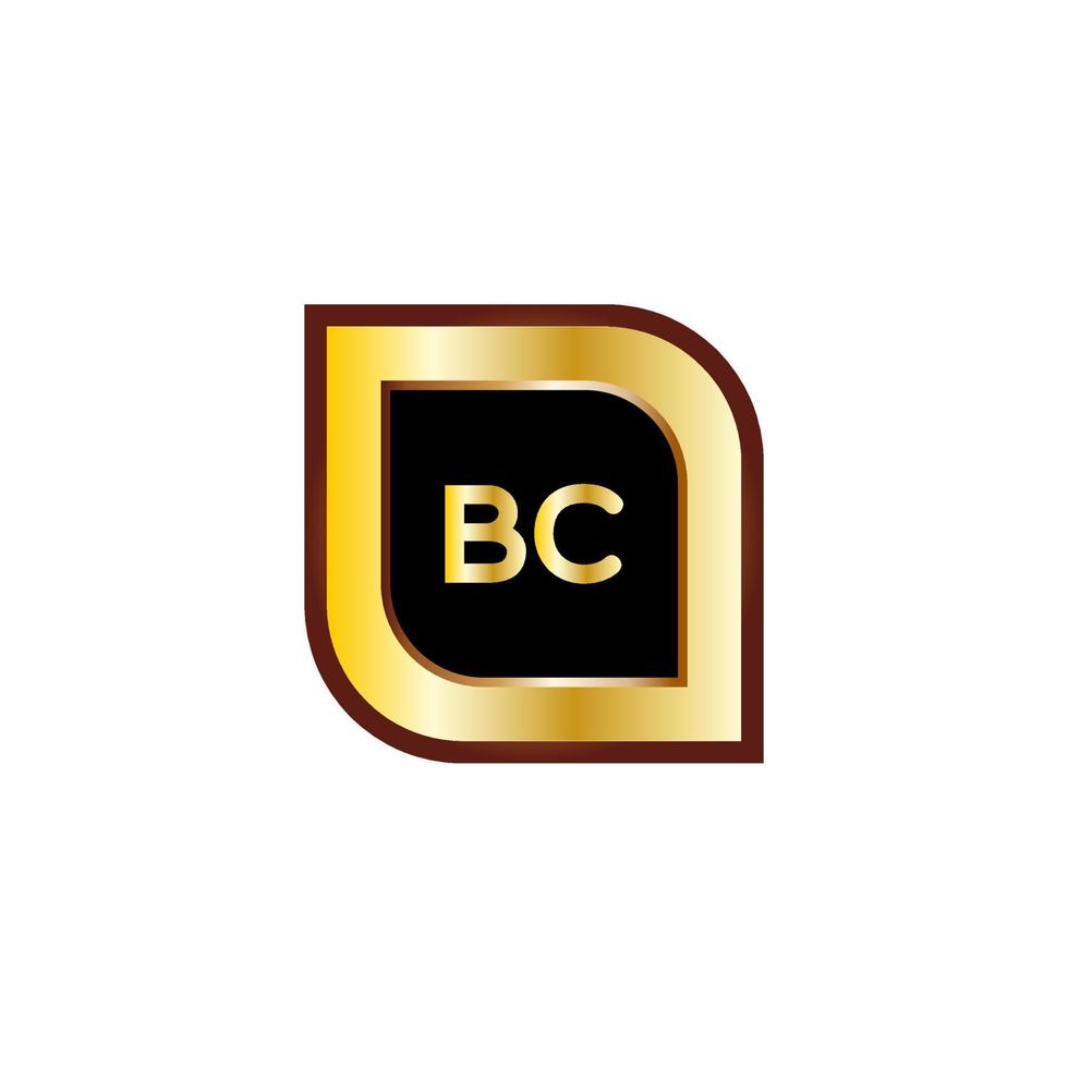 bc lettera cerchio logo design con colore oro vettore