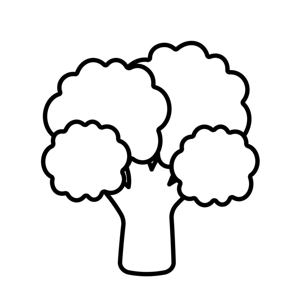 broccoli pagina da colorare verdura illustrazione vettoriale immagine su sfondo bianco per il libro di attività per bambini in età prescolare