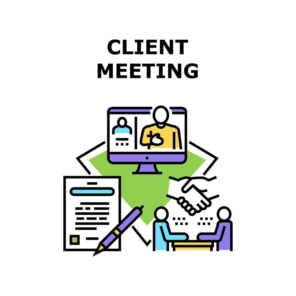 illustrazione a colori del concetto di vettore di riunione del cliente