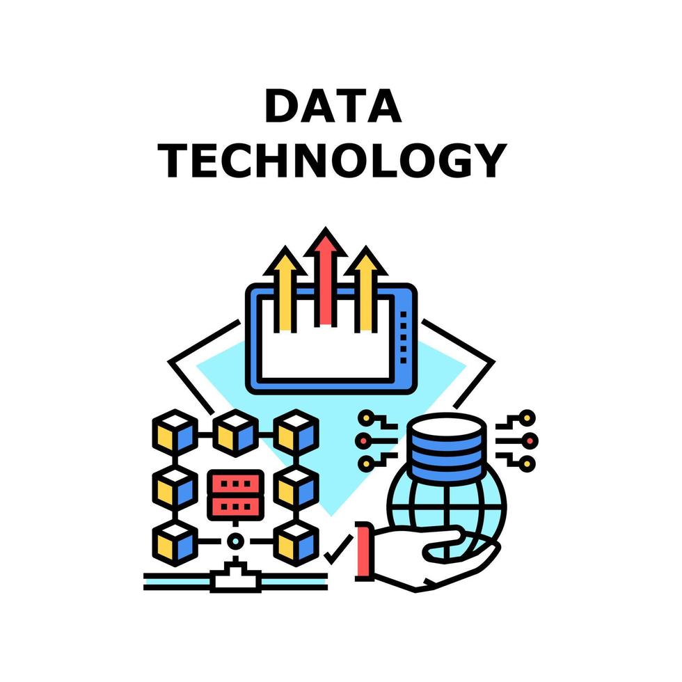 illustrazione a colori del concetto di vettore di tecnologia dei dati