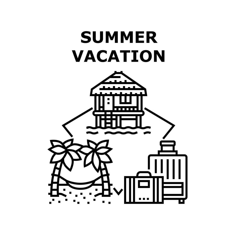illustrazione nera di concetto di vettore di vacanza estiva