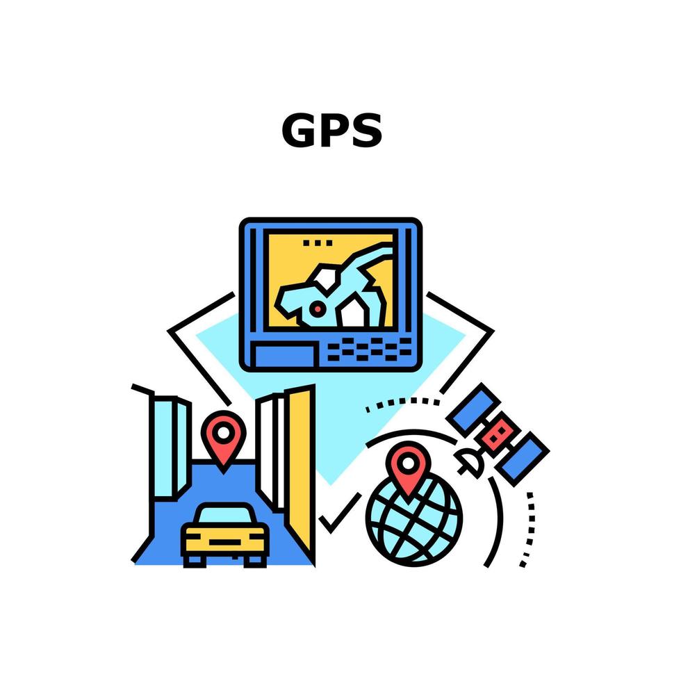 illustrazione a colori del concetto di vettore della tecnologia gps