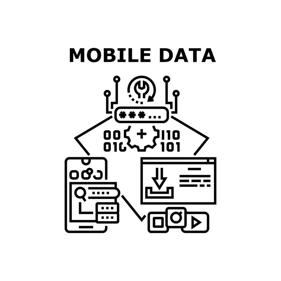 illustrazione a colori del concetto di vettore di dati mobili