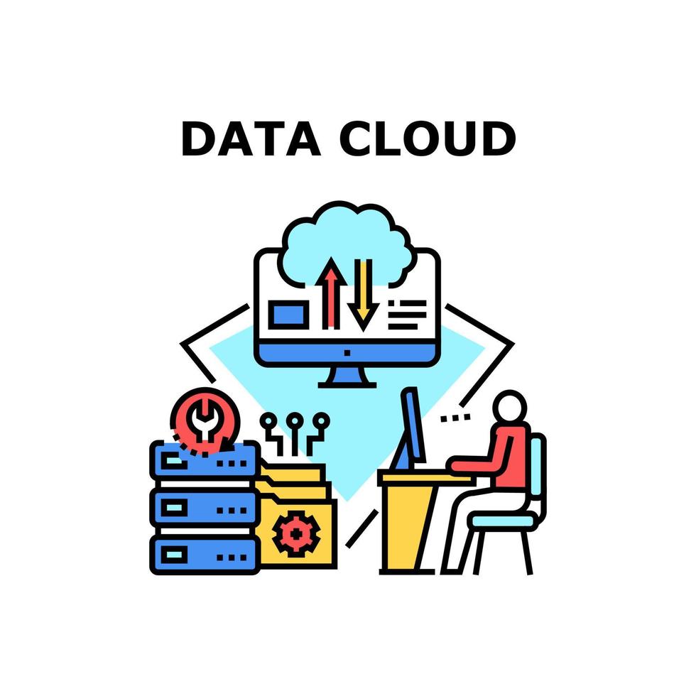 illustrazione del concetto di vettore di connessione cloud di dati