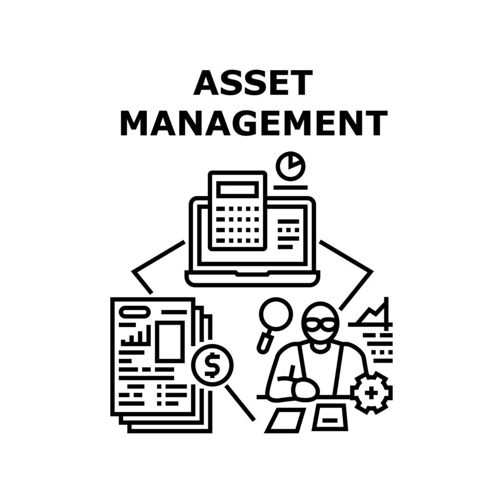 illustrazione nera del concetto di vettore di gestione patrimoniale