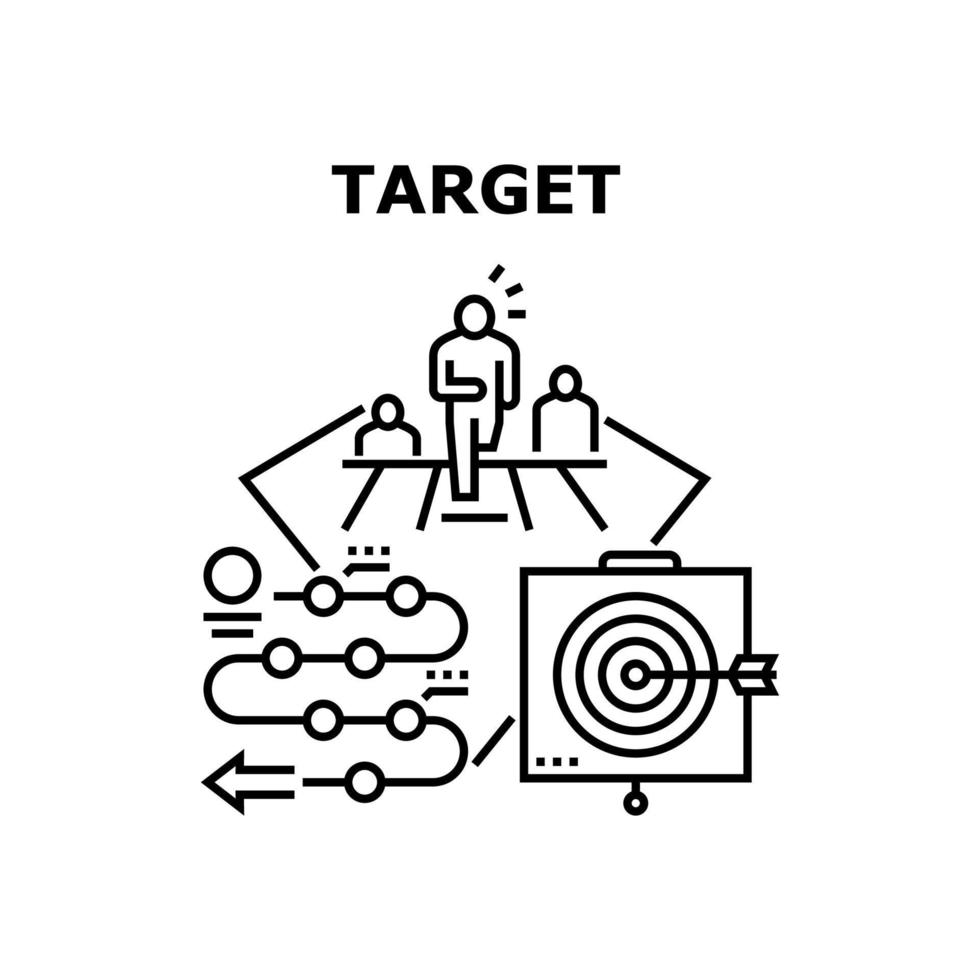 illustrazione nera di concetto di vettore di affari di destinazione