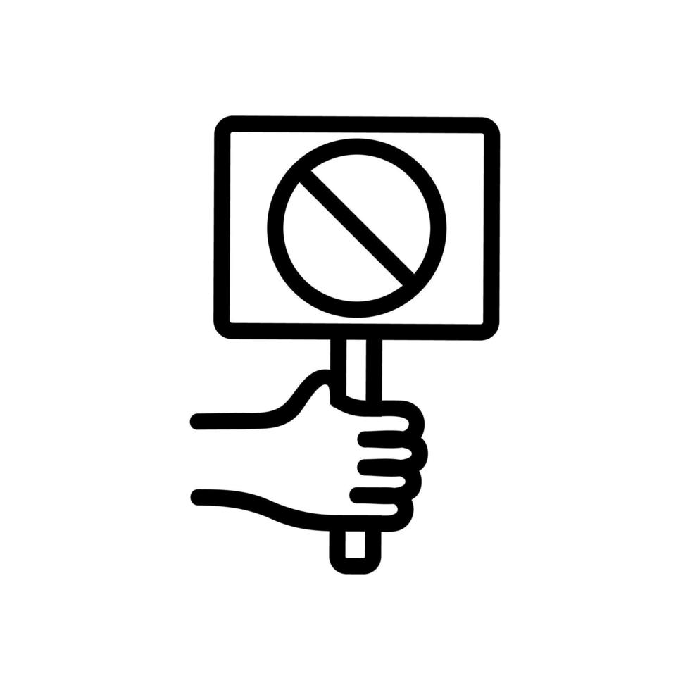 mano che tiene segno proibito icona vettore illustrazione del profilo