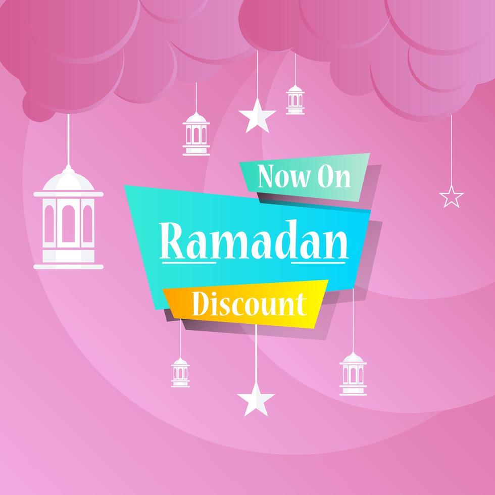 ramadan kareem set poster di vendita e design del cartellino del prezzo dell'etichetta con colore sfumato colorato vettore