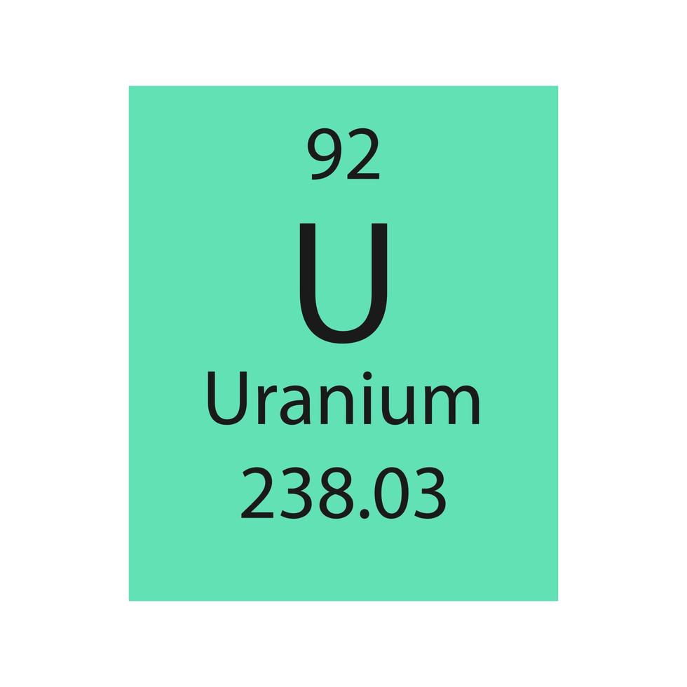 simbolo dell'uranio. elemento chimico della tavola periodica. illustrazione vettoriale. vettore