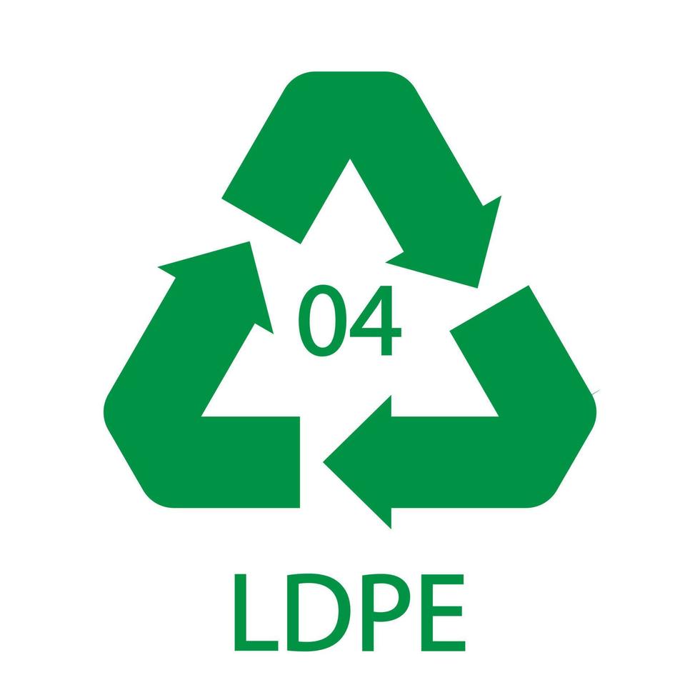 Simbolo del codice di riciclaggio ldpe 04. segno di polietilene a bassa densità di vettore di riciclaggio della plastica.