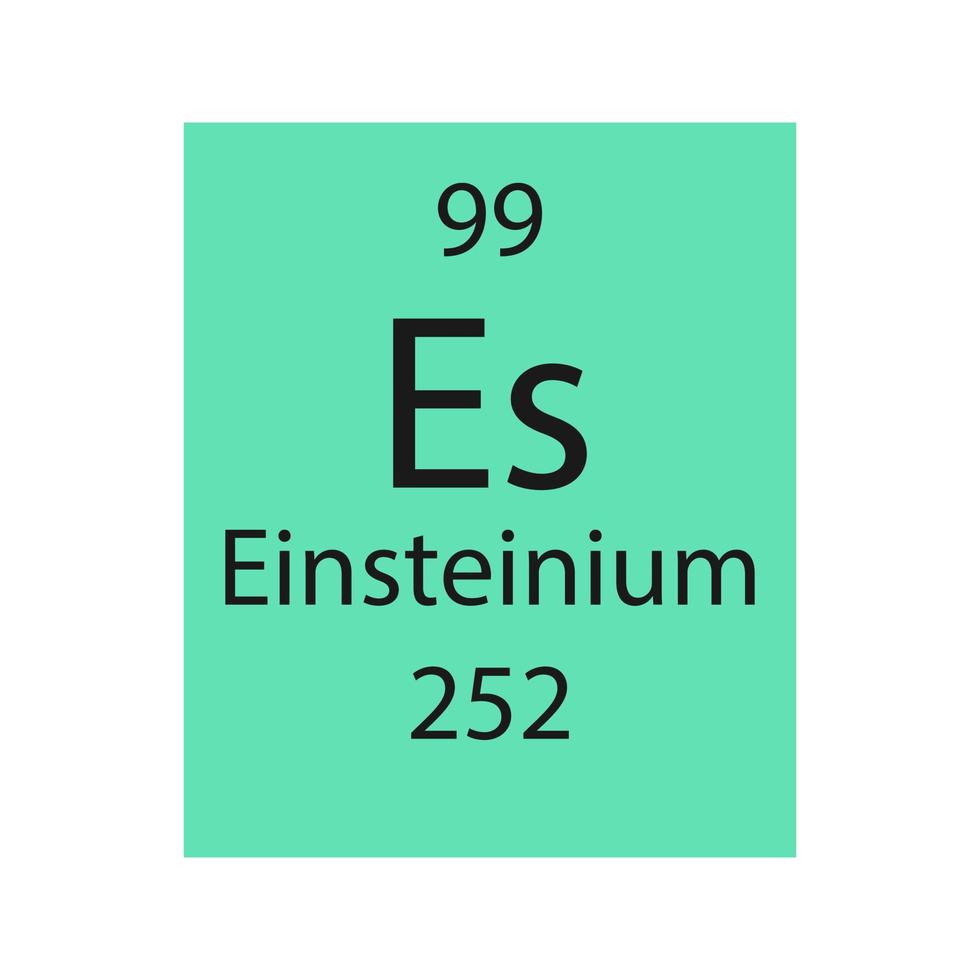 simbolo di einsteinio. elemento chimico della tavola periodica. illustrazione vettoriale. vettore