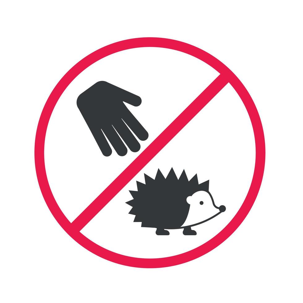 sagoma vettoriale di non toccare gli animali segnano su sfondo bianco. simbolo di proibizione. segno proibito rosso