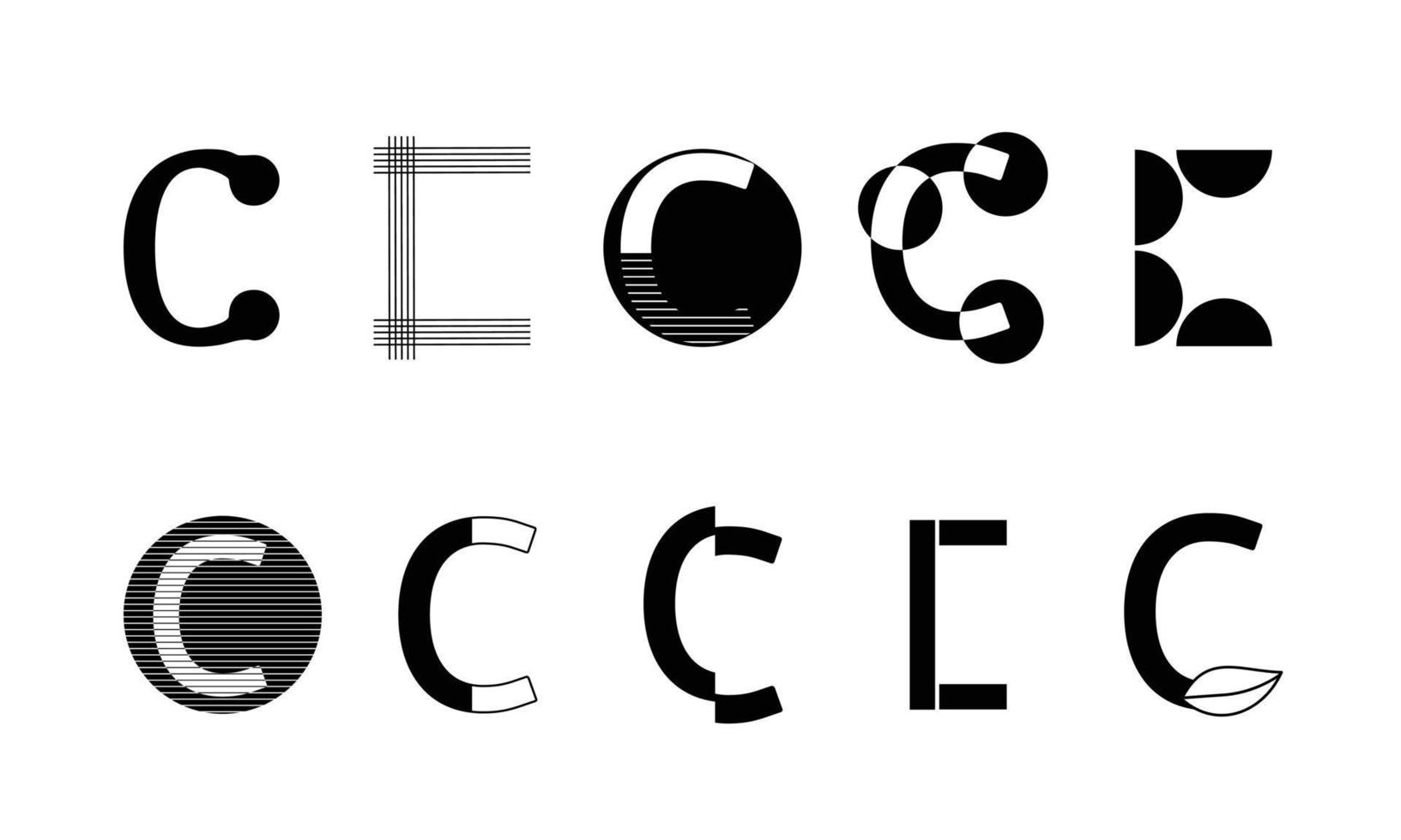 loghi set monogramma con la lettera c, collezione vettore