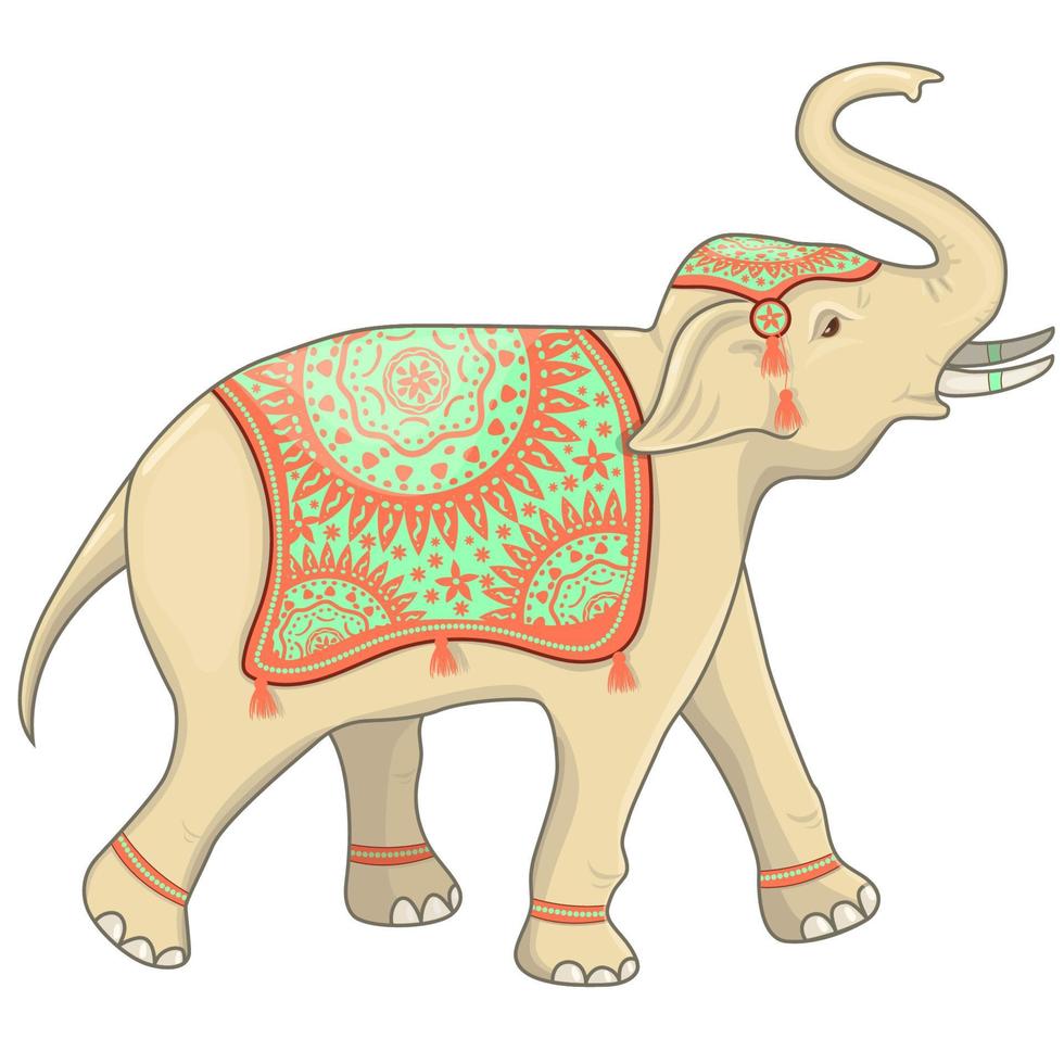 illustrazione vettoriale del festival dell'elefante indiano. isolato su sfondo bianco.