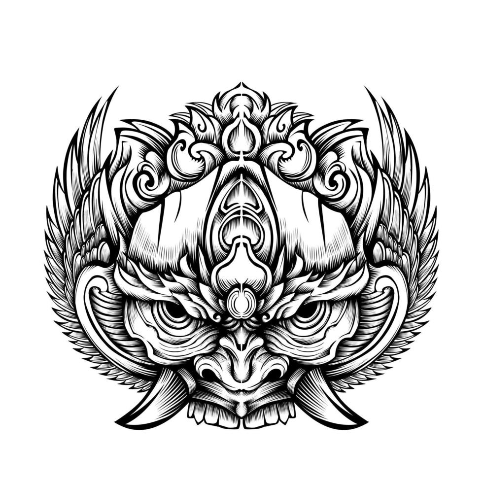 illustrazione tribale del tatuaggio di vettore di disegno della maschera di oni