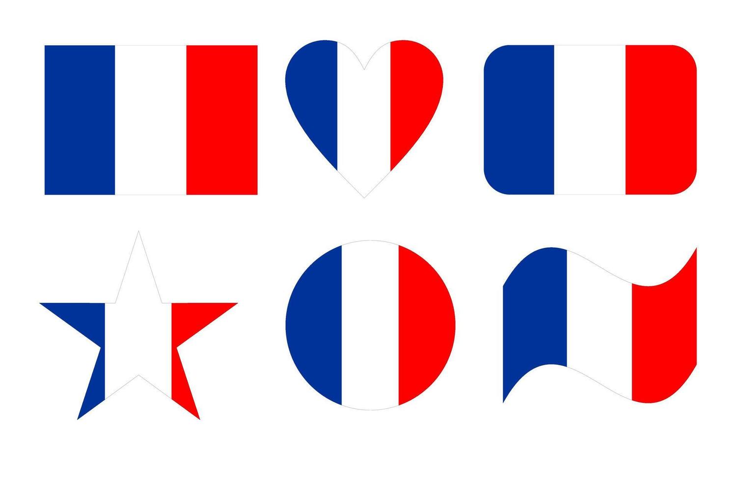 bandiera della francia, bandiera della francia in sei forme illustrazione vettoriale