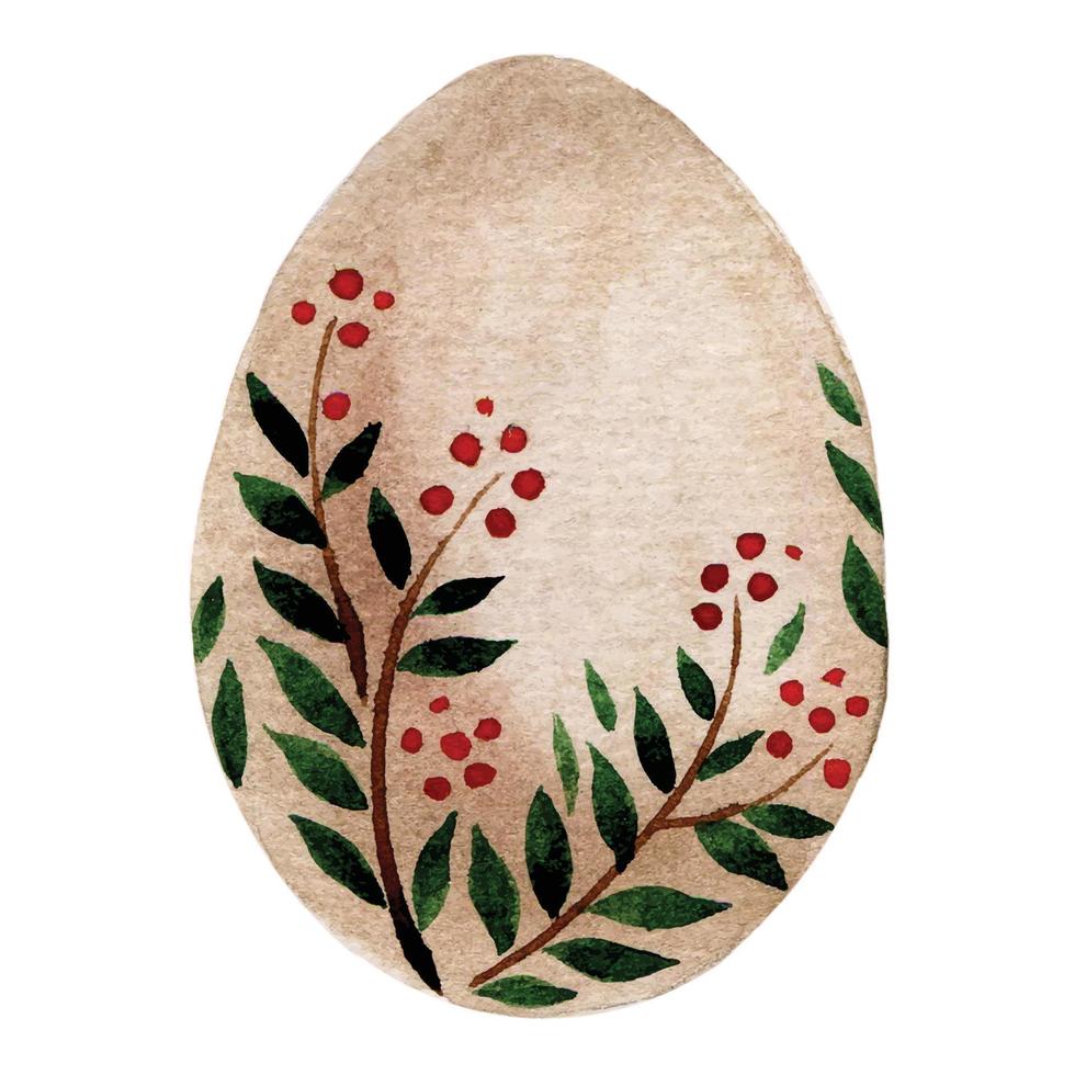 uova colorate con disegni di foglie e fiori. colori naturali, stile boho vettore