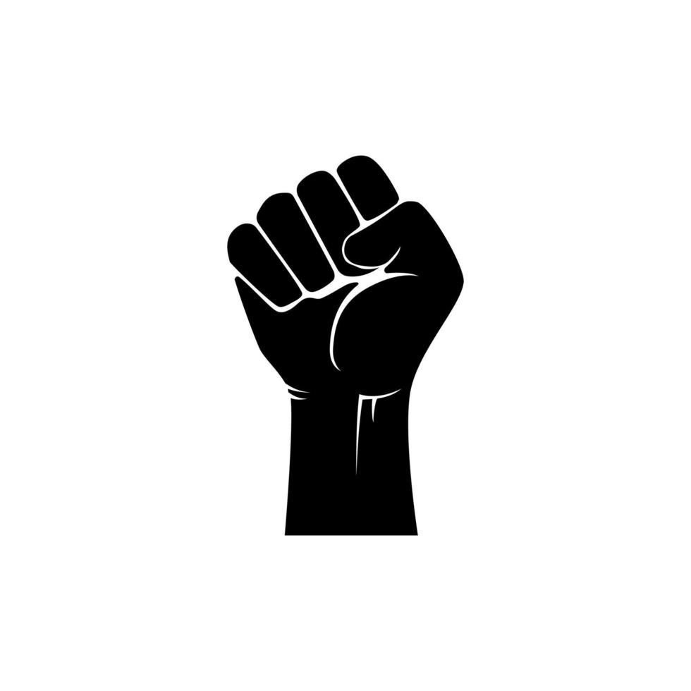 la mano nera umana strinse il pugno. segno di libertà e simbolo di protesta e simbolo di diligenza vettore