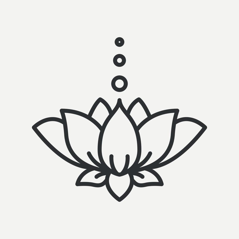 icona della linea del fiore di loto. simbolo dell'india. logo per spa, centro yoga, meditazione. illustrazione vettoriale