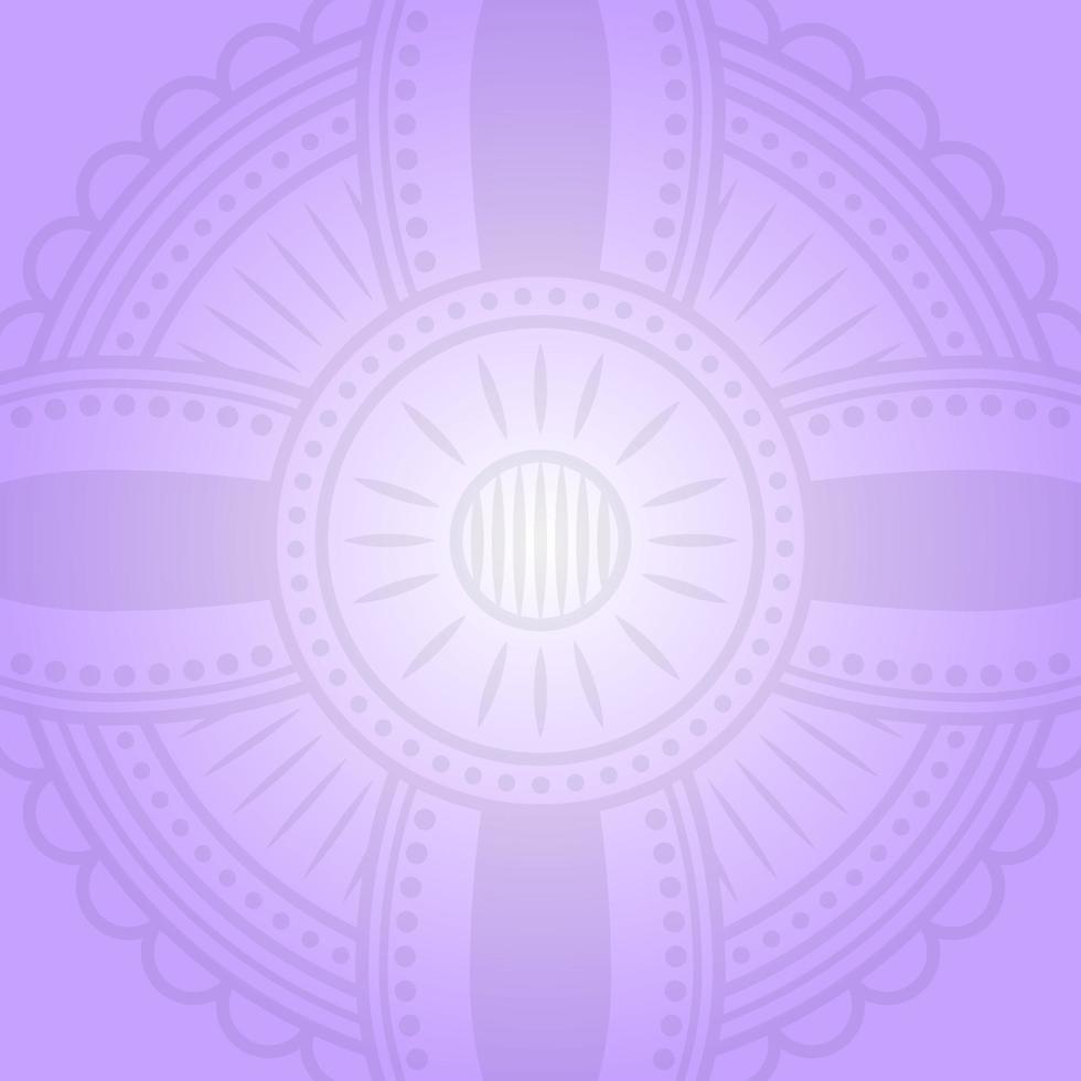 sfondo sfumato viola pastello con motivo ornamentale mandala floreale. elegante, creativo e unico. adatto per sfondo, texture, carta da parati, decorazioni, brochure e poster vettore
