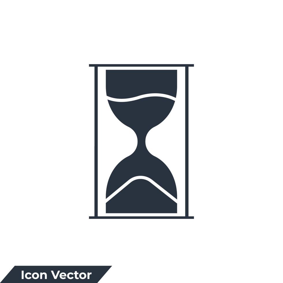 illustrazione vettoriale del logo dell'icona del vetro sabbia. modello di simbolo a clessidra per la raccolta di grafica e web design