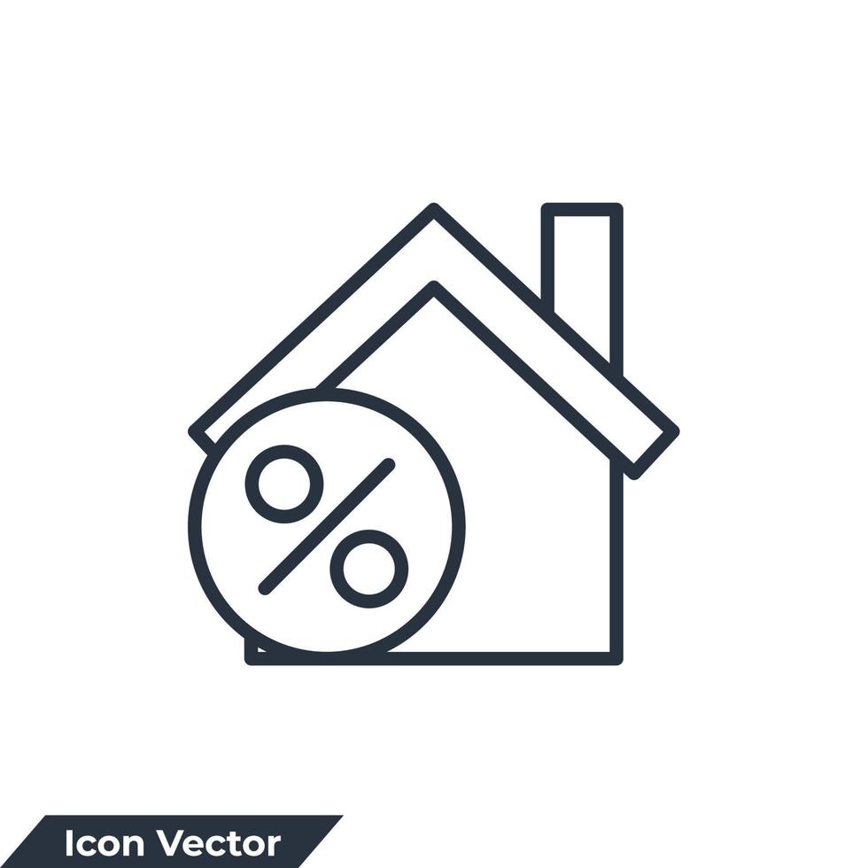 percentuale icona home logo illustrazione vettoriale. modello di simbolo della casa di sconto per la raccolta di grafica e web design vettore