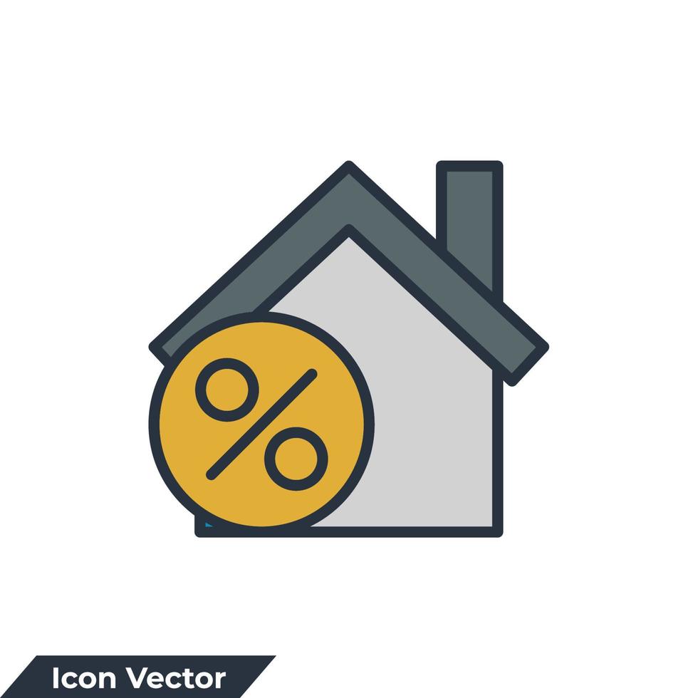 percentuale icona home logo illustrazione vettoriale. modello di simbolo della casa di sconto per la raccolta di grafica e web design vettore