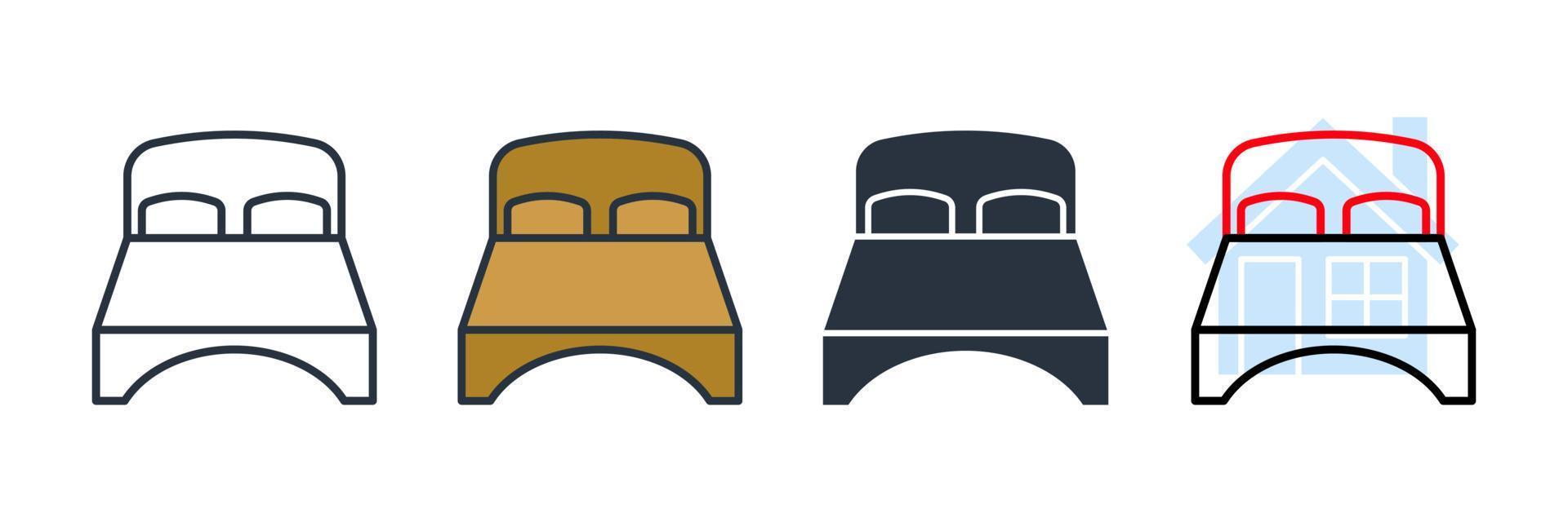illustrazione vettoriale del logo dell'icona della camera da letto. modello di simbolo del letto matrimoniale per la raccolta di grafica e web design