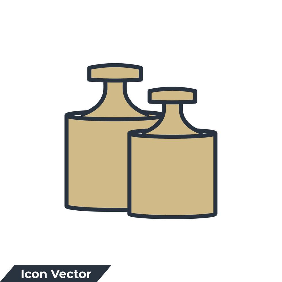 calibrazione dei pesi metallici icona logo illustrazione vettoriale. modello di simbolo del peso di calibrazione per la raccolta di grafica e web design vettore