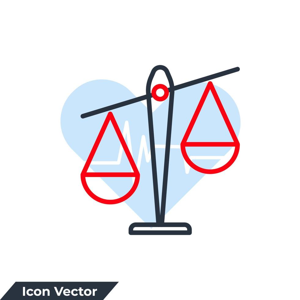 illustrazione vettoriale del logo dell'icona della scala di legge. modello di simbolo in scala per la raccolta di grafica e web design