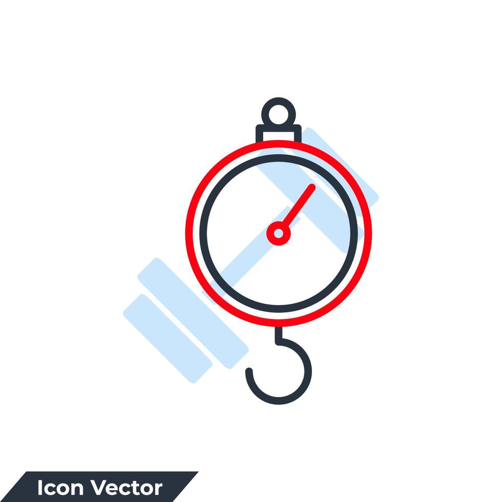 illustrazione vettoriale del logo dell'icona della bilancia per bagagli. modello di simbolo di bilancia analogica per bagagli per la raccolta di grafica e web design