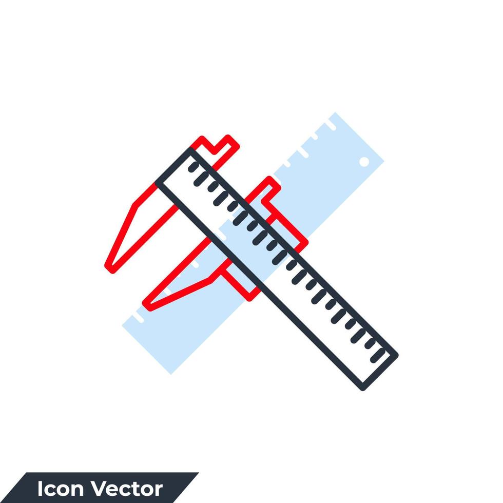 illustrazione vettoriale del logo dell'icona del calibro. strumento di misura e modello di simbolo dello strumento per la raccolta di grafica e web design