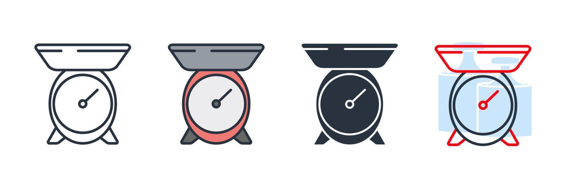 illustrazione vettoriale del logo dell'icona della bilancia da cucina. modello di simbolo di peso per la raccolta di grafica e web design