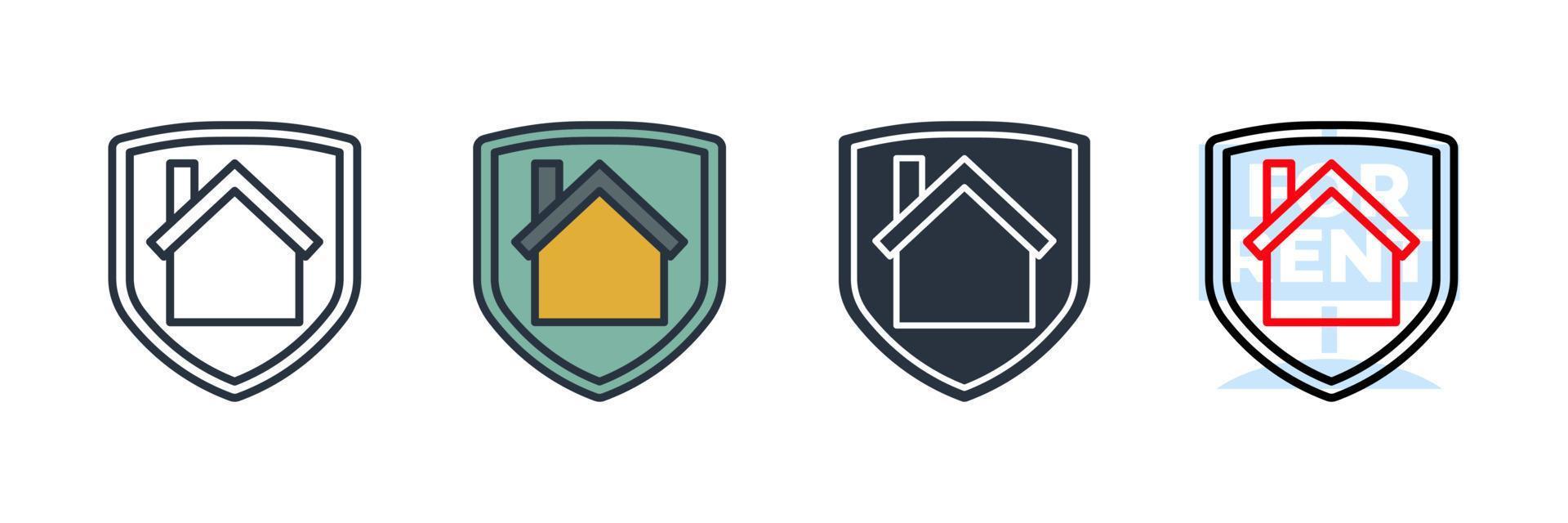 illustrazione vettoriale del logo dell'icona della casa di assicurazione. scudo e modello di simbolo della casa per la raccolta di grafica e web design