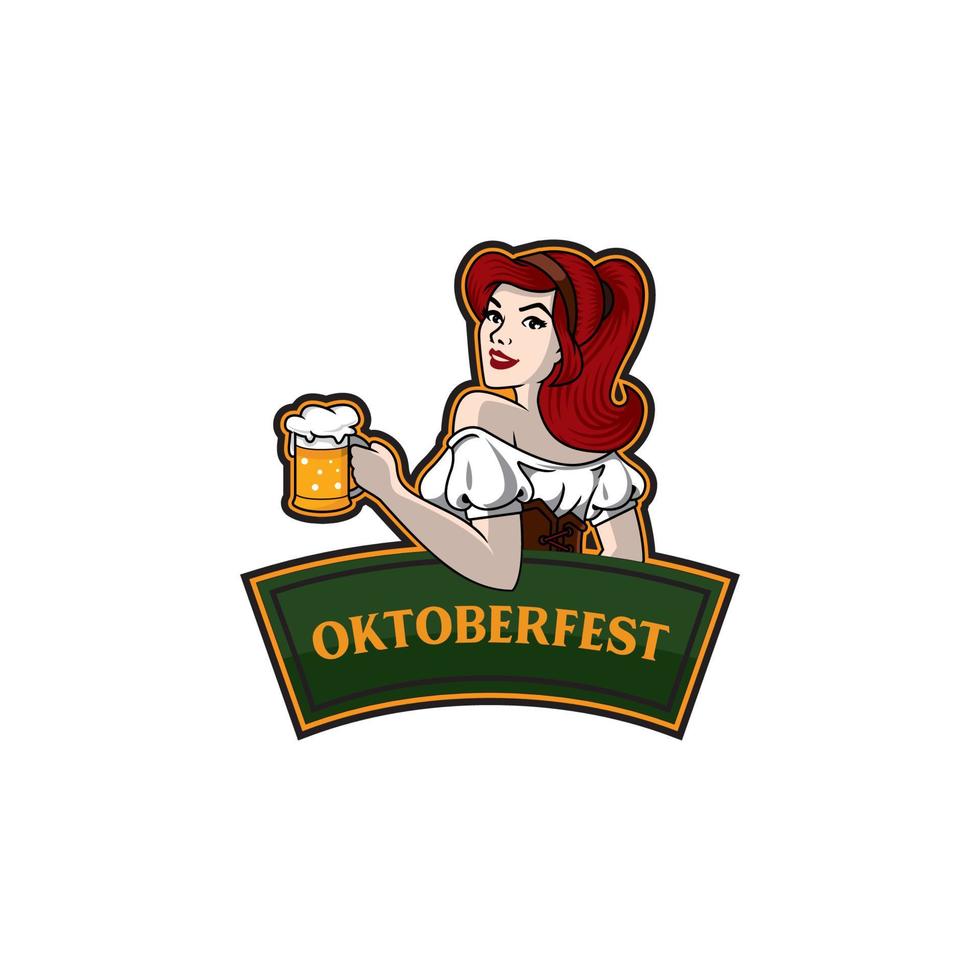 ragazza con il vettore dell'oktoberfest della birra