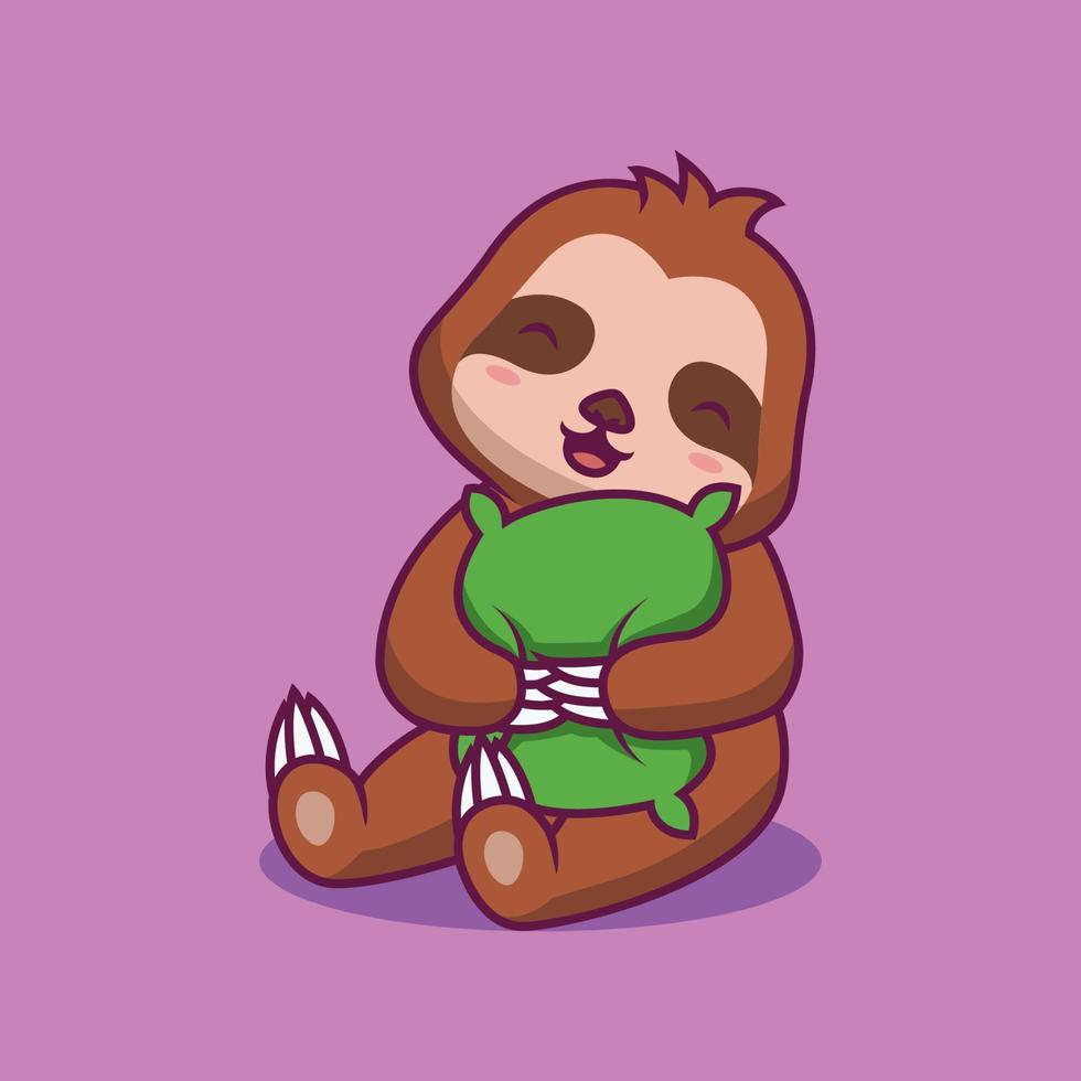 illustrazione del fumetto del cuscino dell'abbraccio sveglio del bradipo vettore