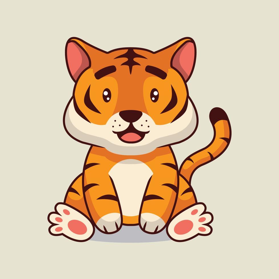 illustrazione di cartone animato carino tigre vettore