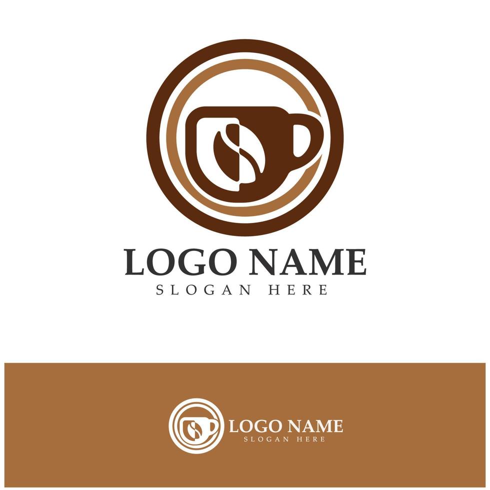 Progettazione dell'illustrazione dell'icona di vettore del modello di logo della tazza di caffè
