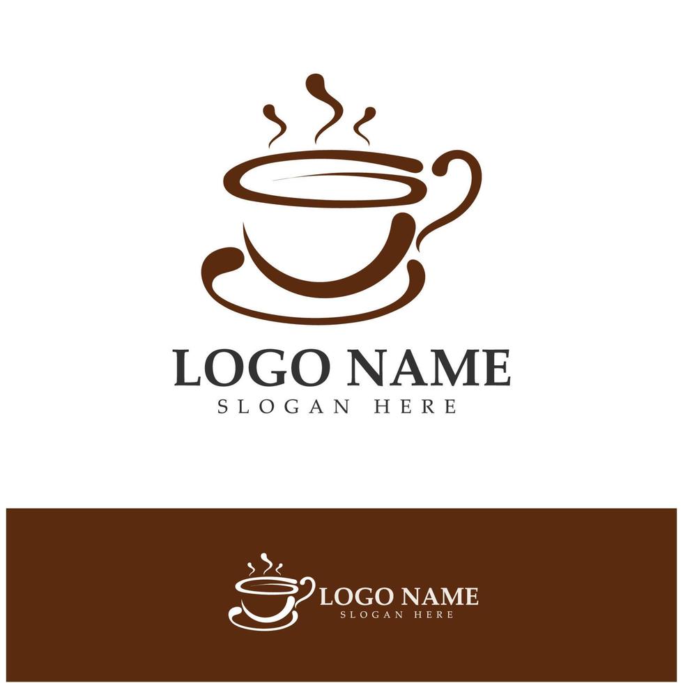 Progettazione dell'illustrazione dell'icona di vettore del modello di logo della tazza di caffè