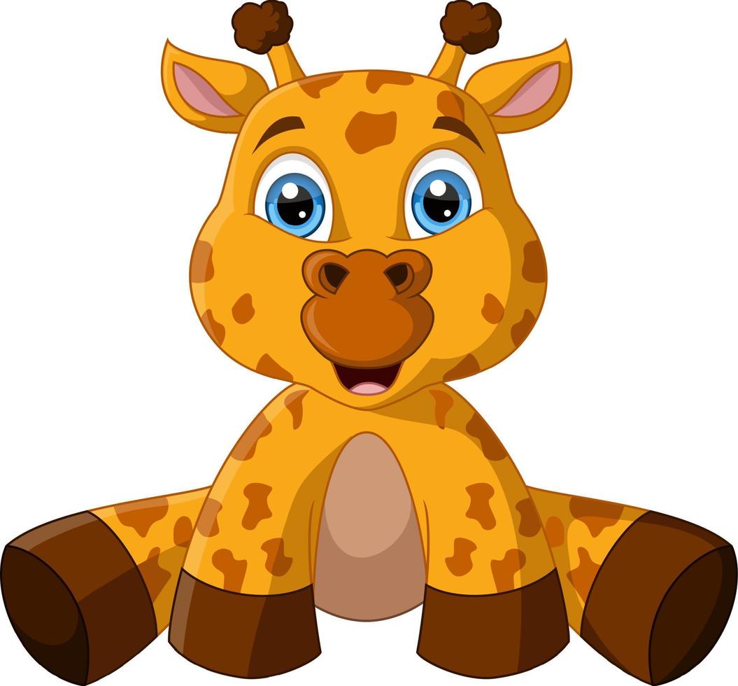 cartone animato carino giraffa bambino seduto vettore