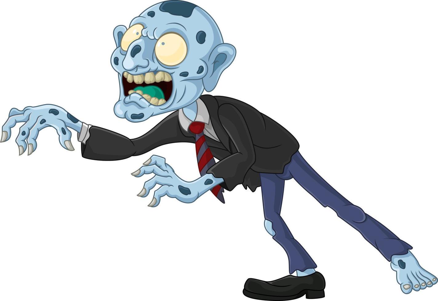 cartone animato di zombie spaventoso su sfondo bianco vettore