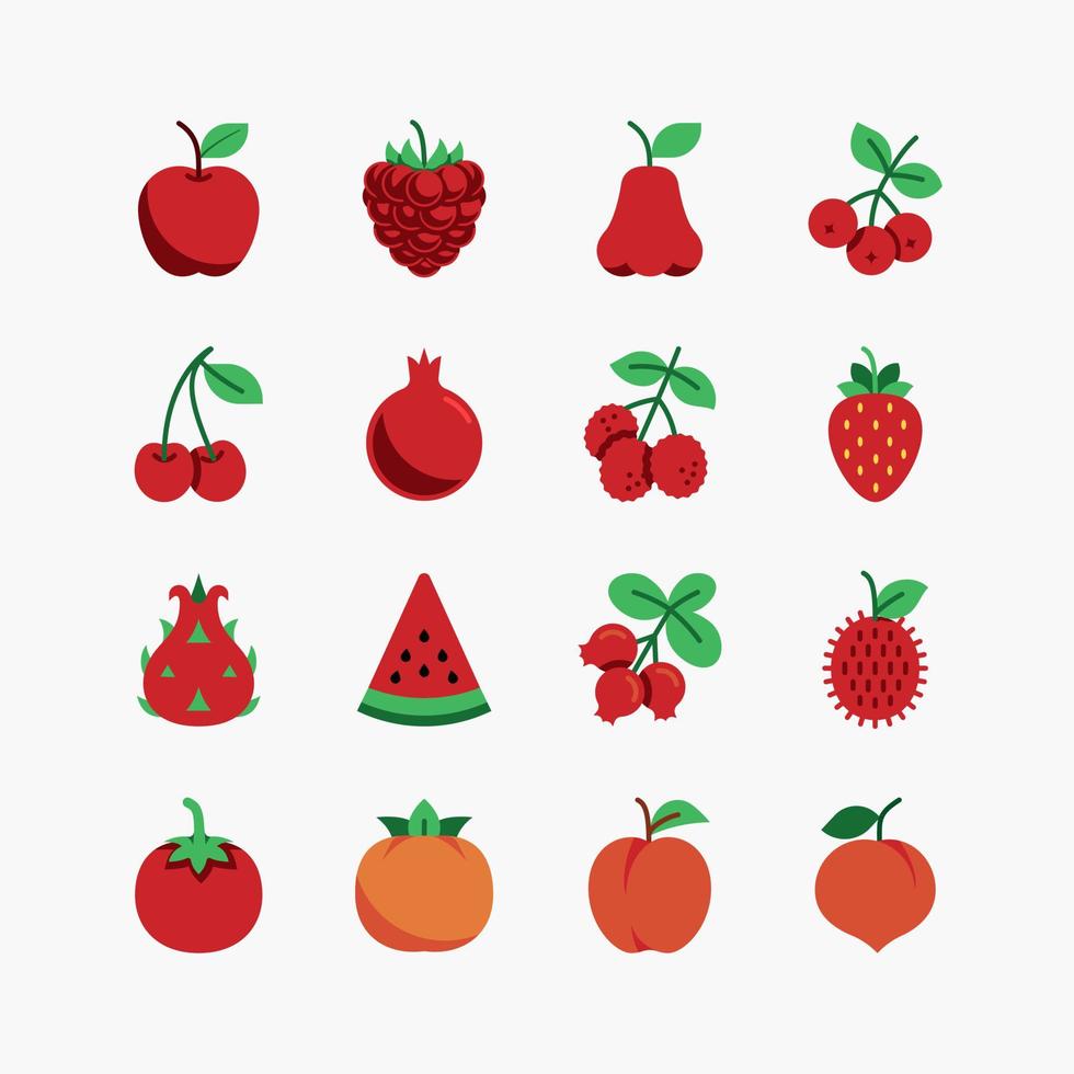 set di icone di frutta e bacche. su sfondo bianco. icona vettore