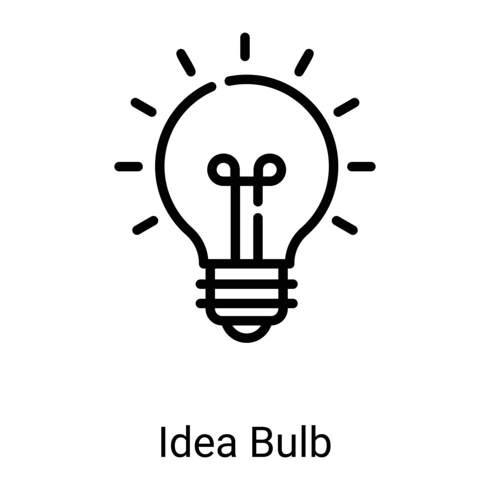 icona della linea della lampadina di idea isolata su priorità bassa bianca vettore