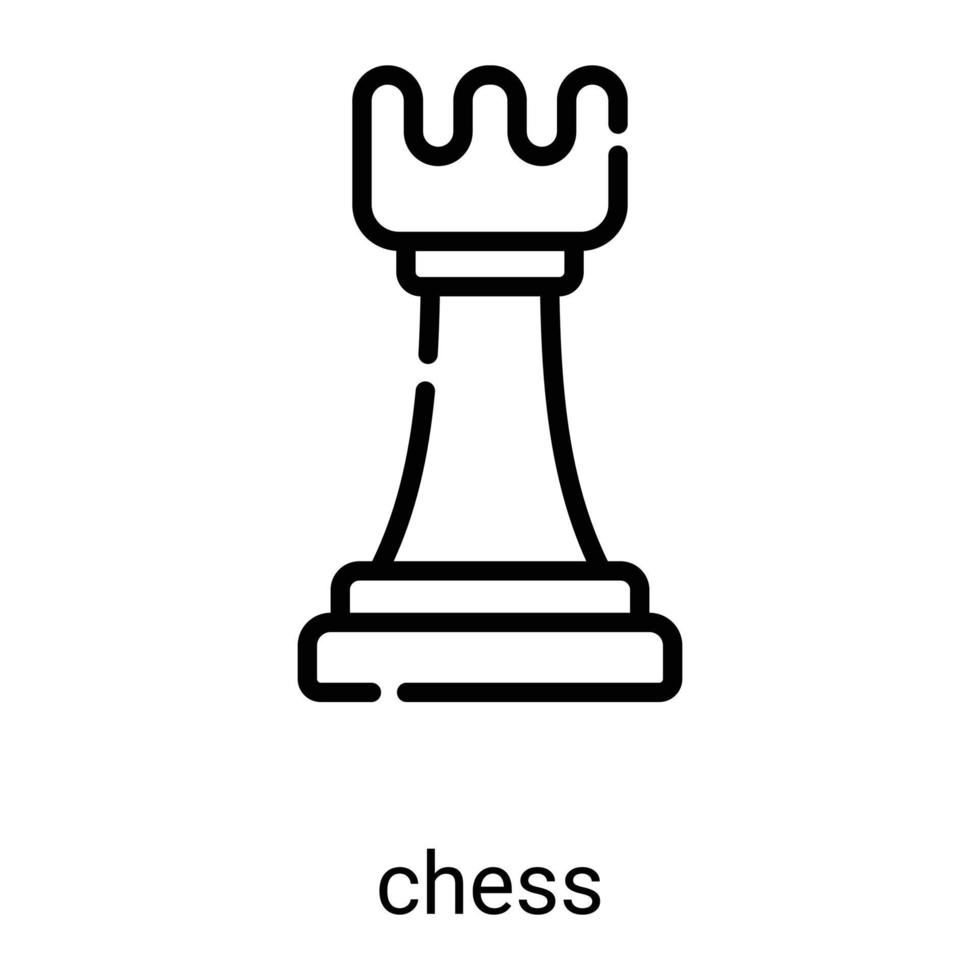 icona della linea del pezzo degli scacchi isolata su sfondo bianco vettore