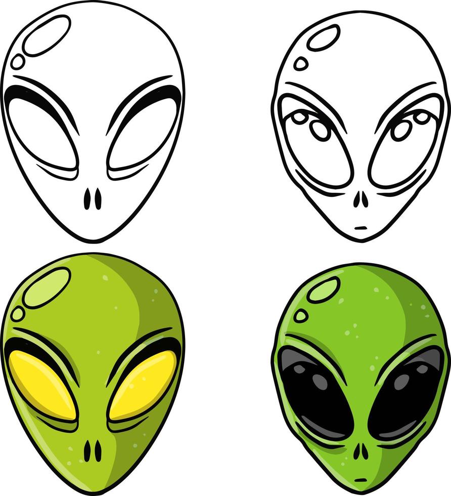 alieno. mostro extraterrestre con testa verde vettore