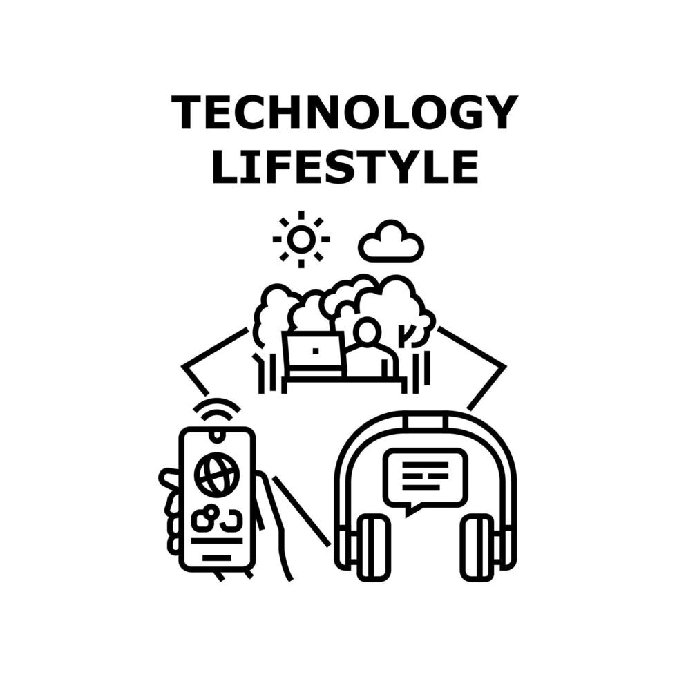 illustrazione vettoriale dell'icona dello stile di vita della tecnologia