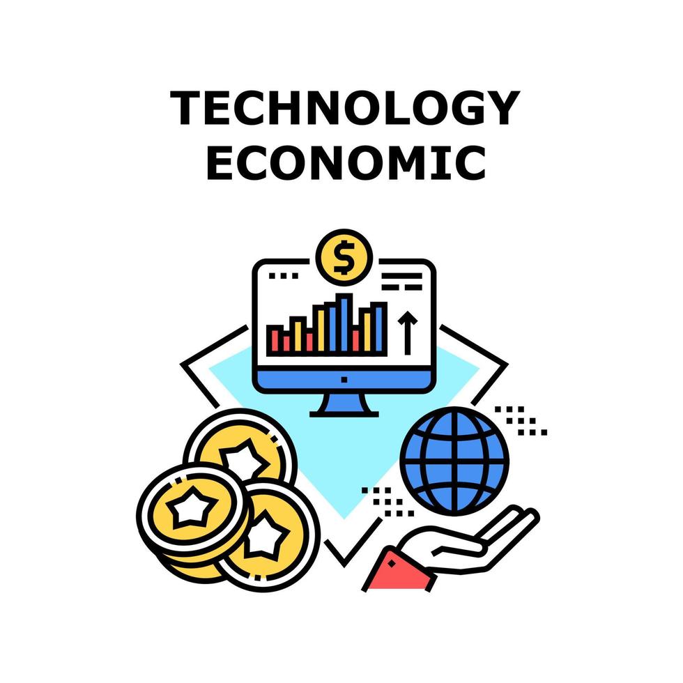 illustrazione a colori del concetto di vettore di tecnologia economica