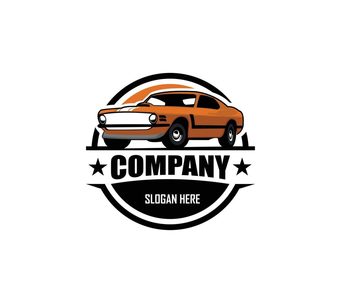 logo muscle car - illustrazione vettoriale, design emblema su sfondo bianco vettore