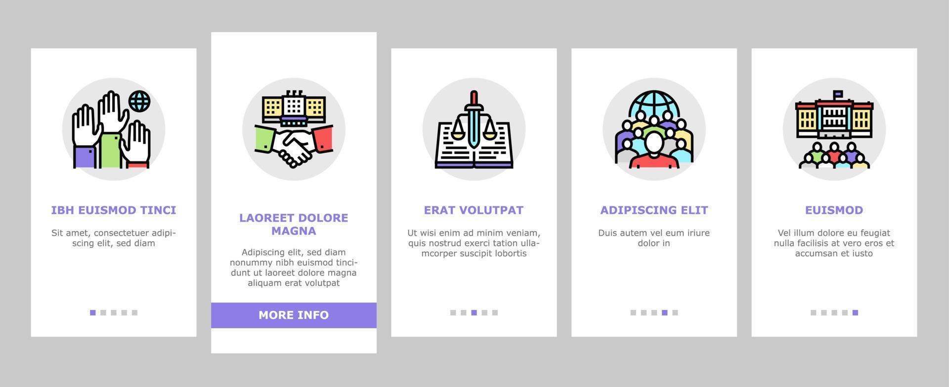 le icone di onboarding politico del governo della democrazia impostano il vettore