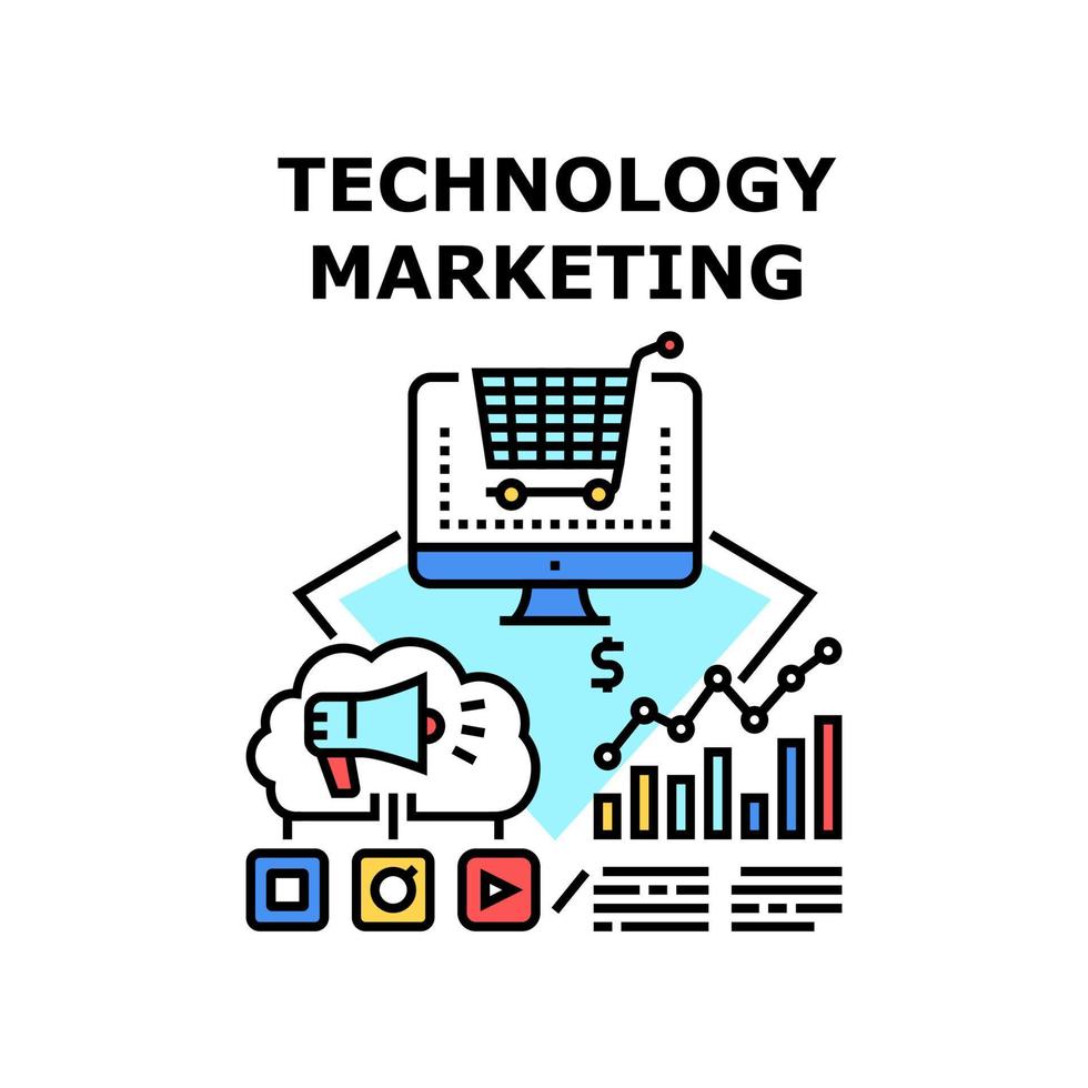 illustrazione vettoriale dell'icona di marketing tecnologico